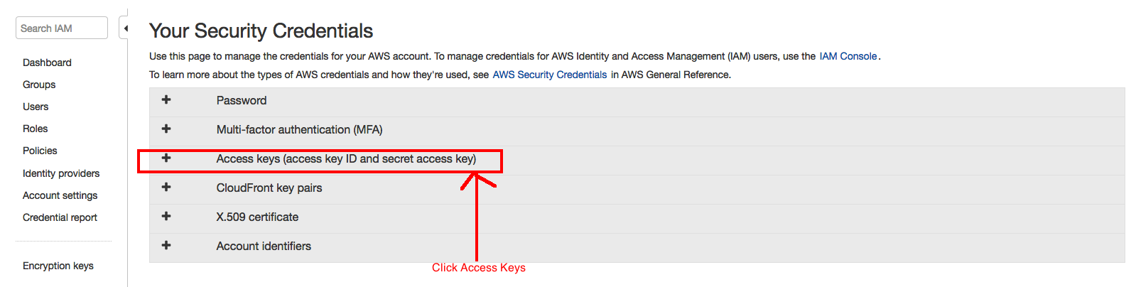 AWS Generate Access Key