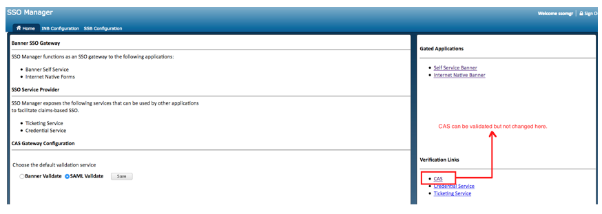 CAS Banner SSOManager Validation